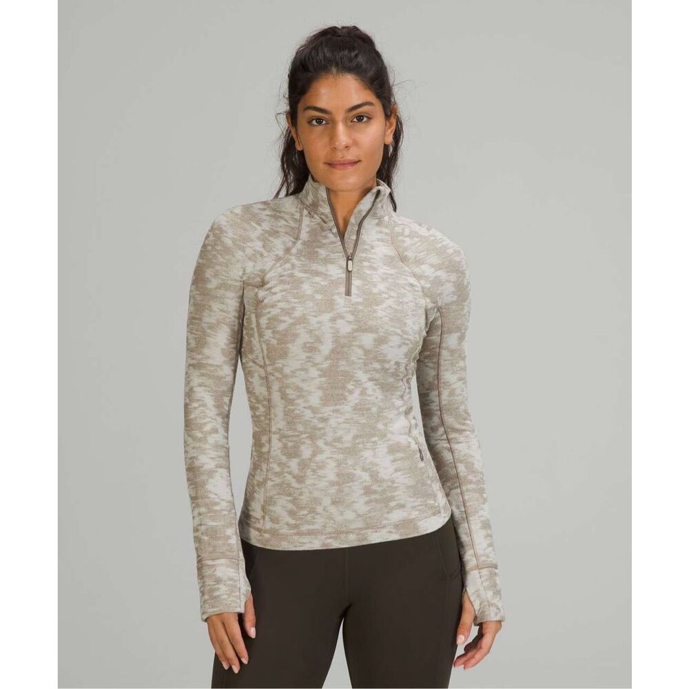 Lululemon Its Rulu Run Half-Zip in Jacquard White Opal Size 8